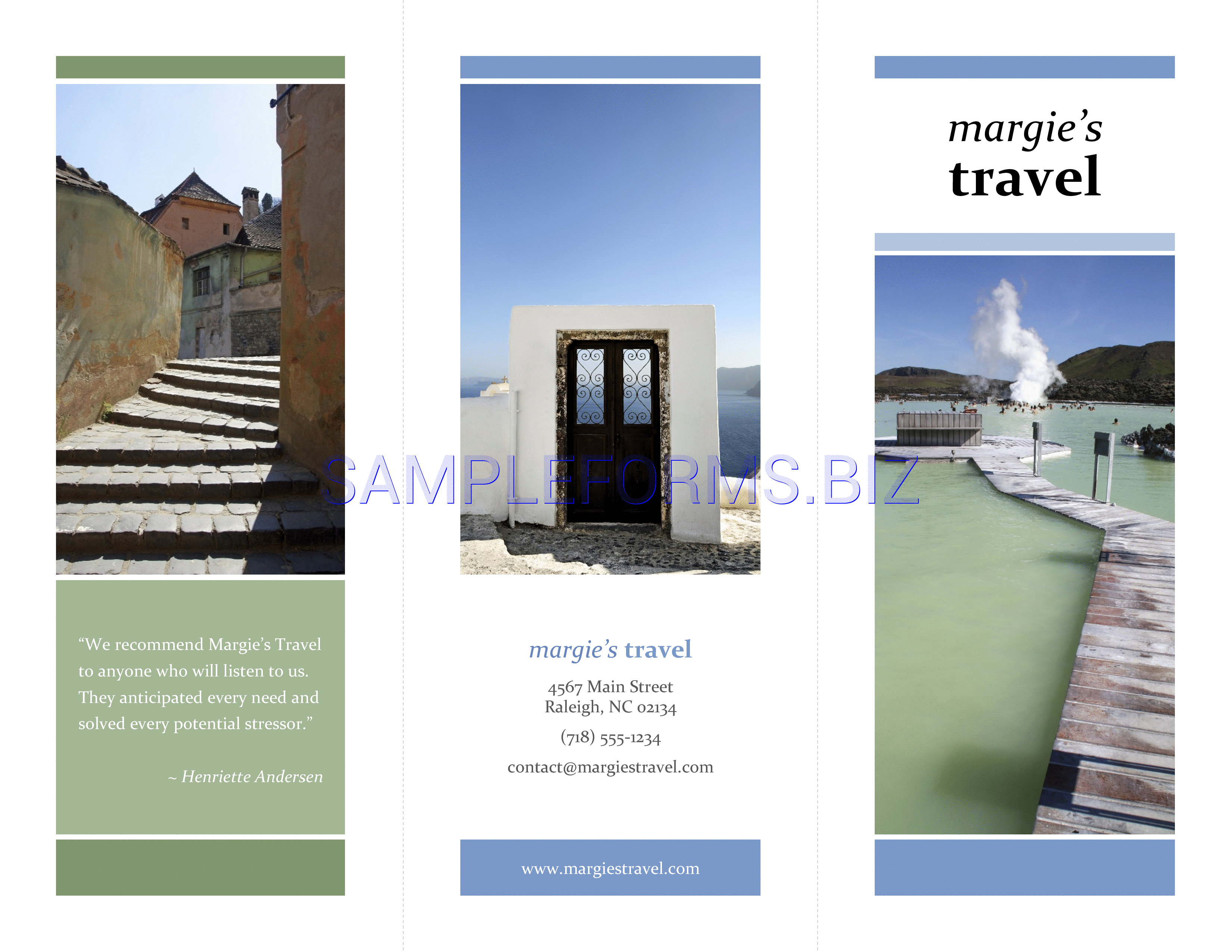 Preview free downloadable Tri-Fold Travel Brochure Template 1 in PDF (page 1)