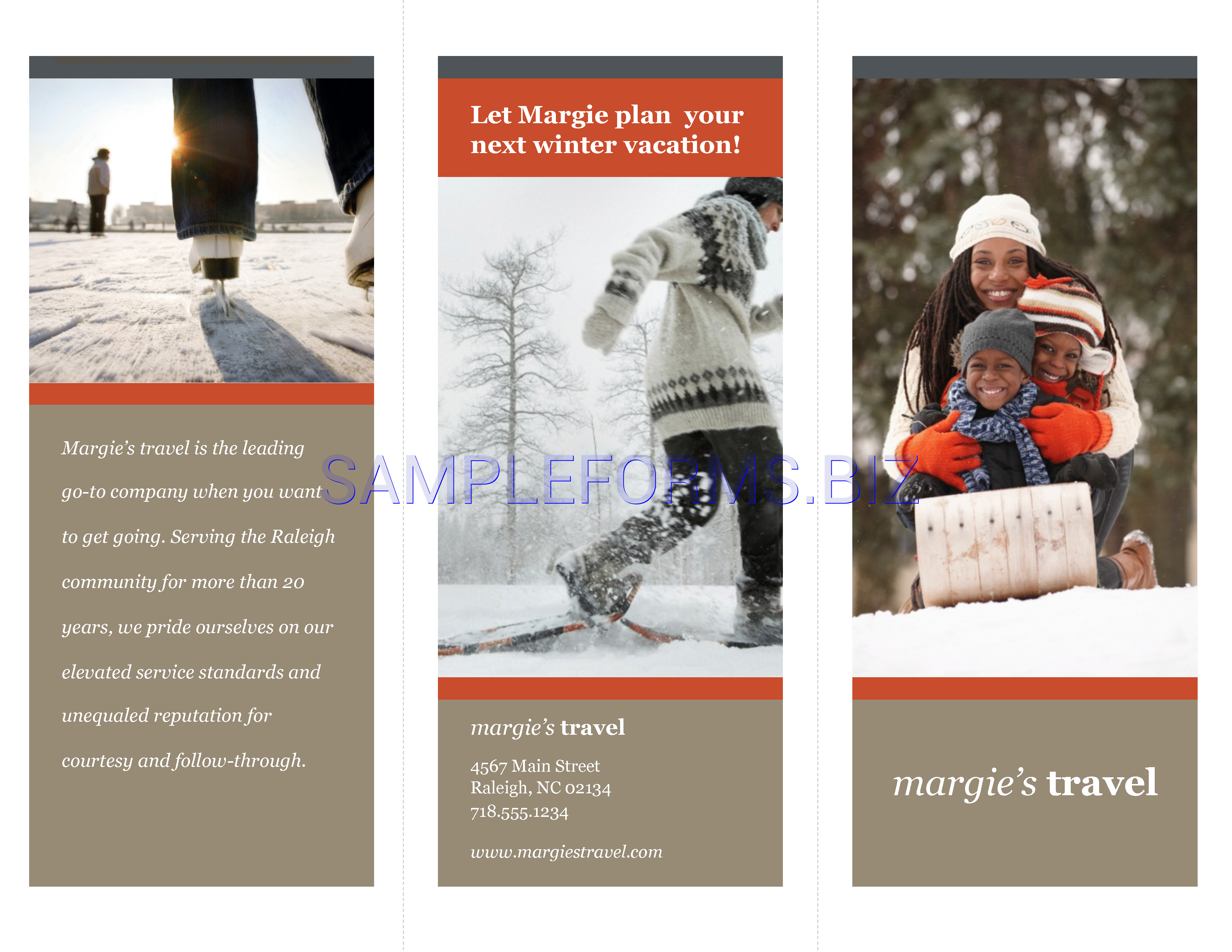 Preview free downloadable Tri-Fold Travel Brochure Template 2 in PDF (page 1)